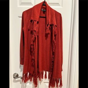 Orange rust cardigan w/tassels